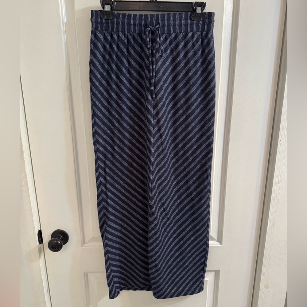 Loft Maxi Skirt Navy Stripe Drawstring Cotton Blend XXS NEW WITH TAG - Picture 2 of 8